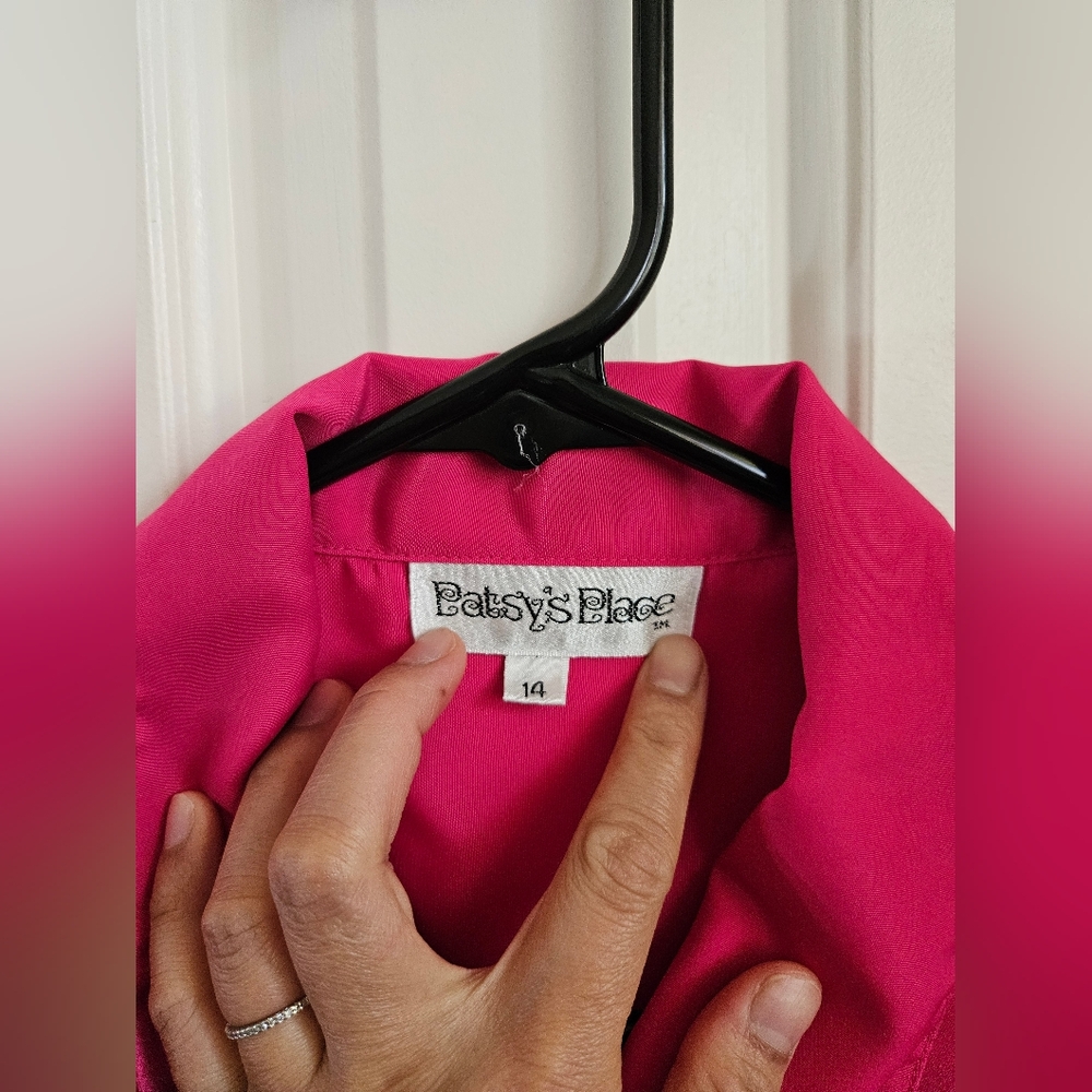 Bright Pink Button-Up Blouse - Picture 4 of 17